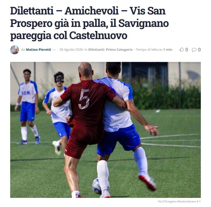 Risultati Amichevoli 1^Categoria
